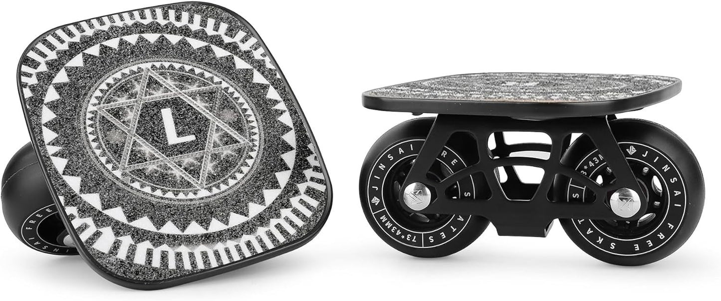 FreeSkates Portable Drift Skates Aluminum Deck 72mm PU Wheels Black