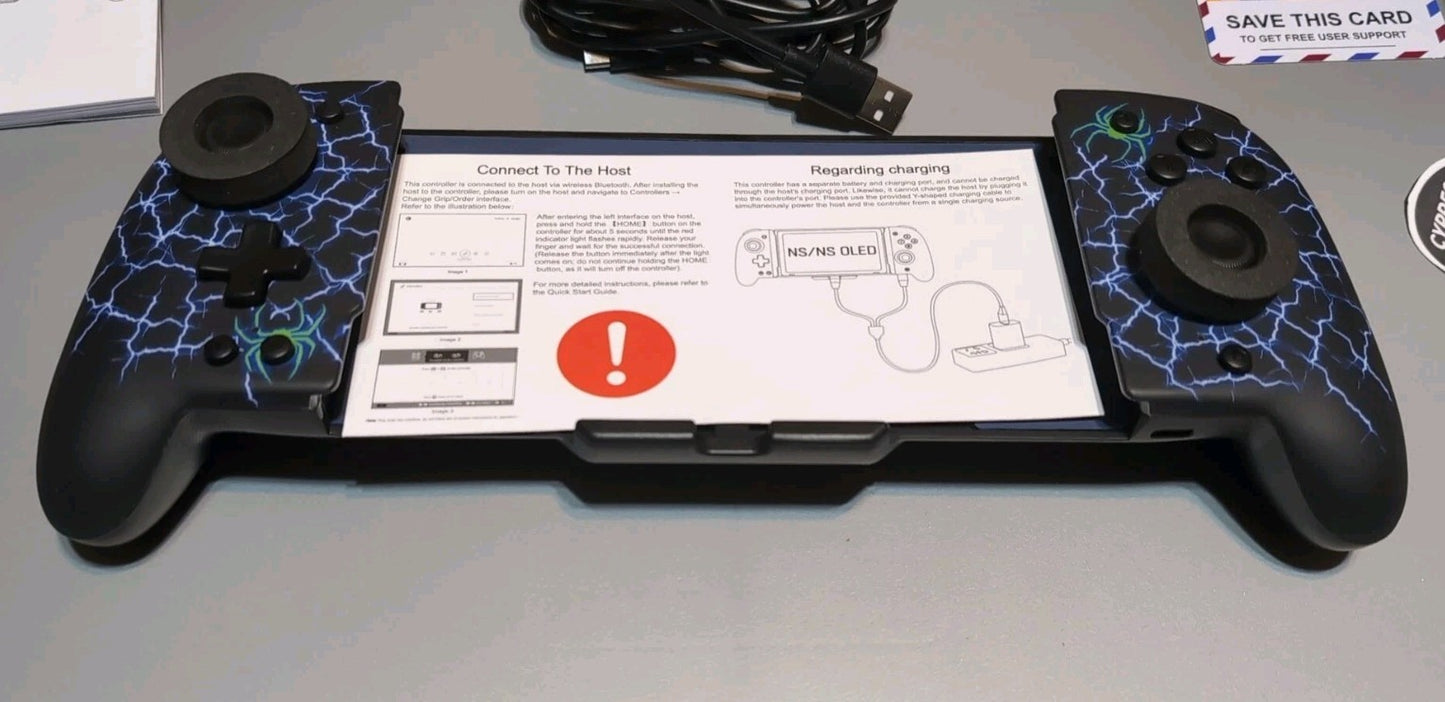 No-Drift Switch Controller Full-Size Grip Wireless Joypad w/ Lights Spider Silk