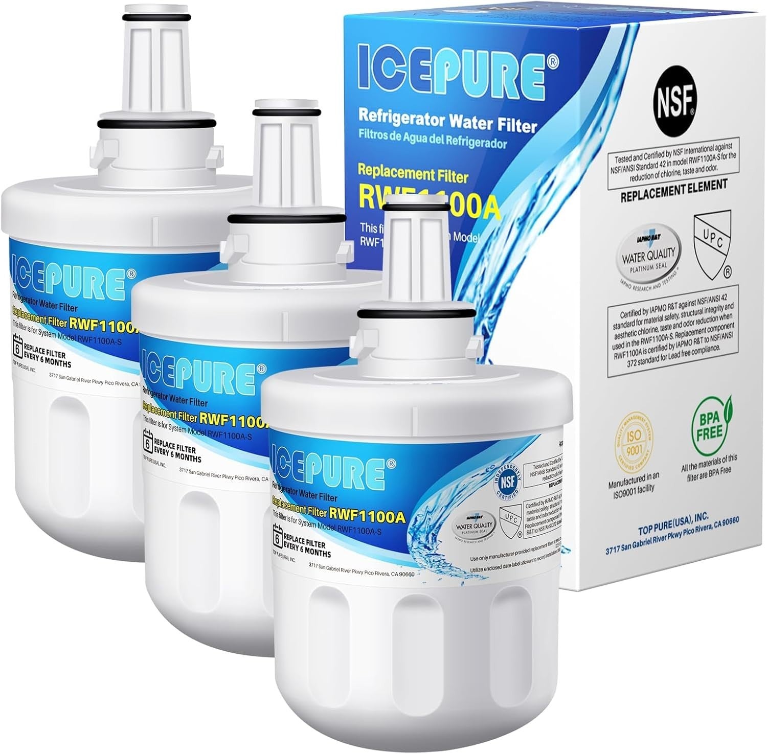 ICEPURE DA29-00003G Refrigerator Water Filter 3 Pack Replacement for Samsung