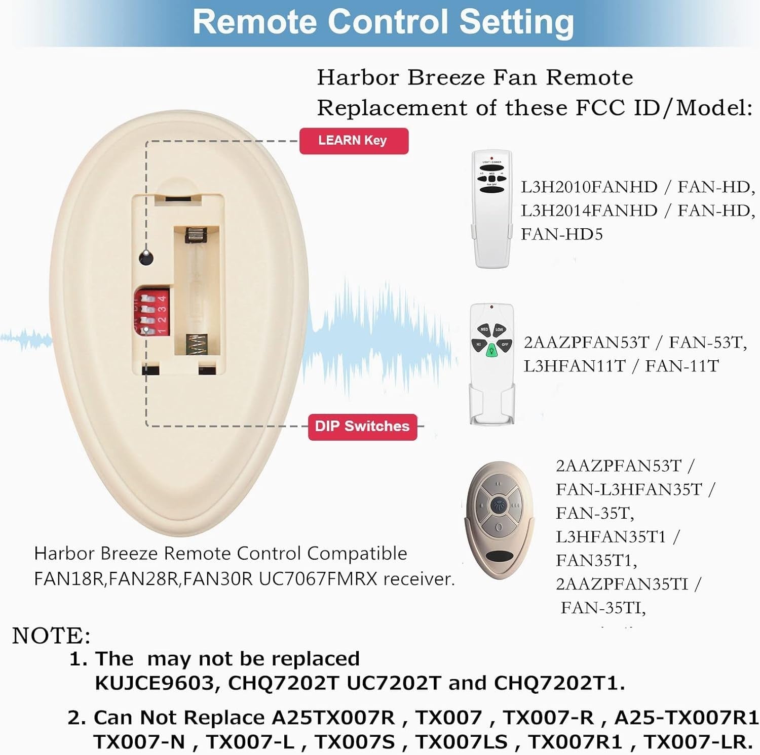 35T1 Ceiling Fan Remote Control Replacement for Harbor Breeze