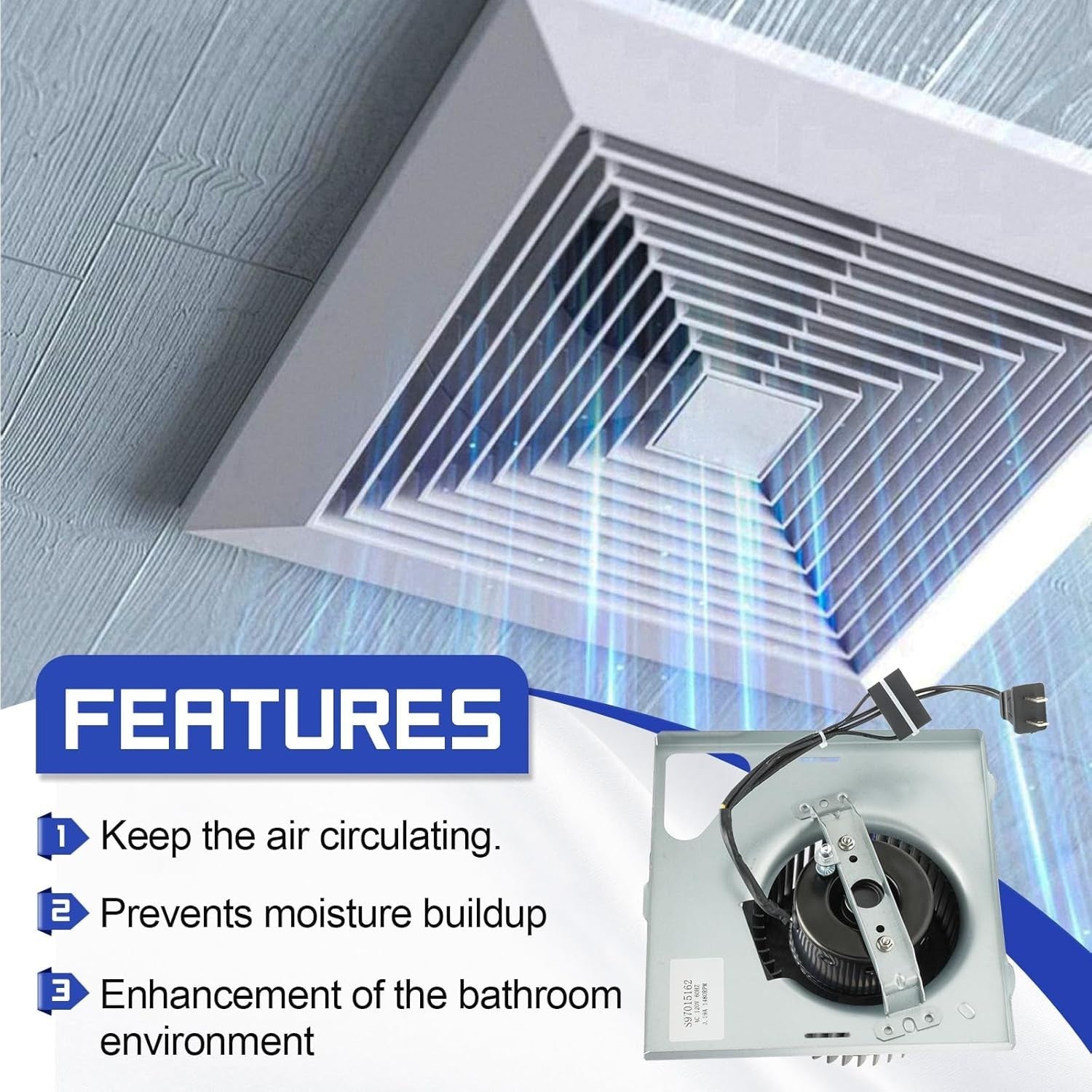 S97015162 Bathroom Exhaust Fan Motor Fits Broan/NuTone 110 CFM 8"x8¼"x5¾" Housin