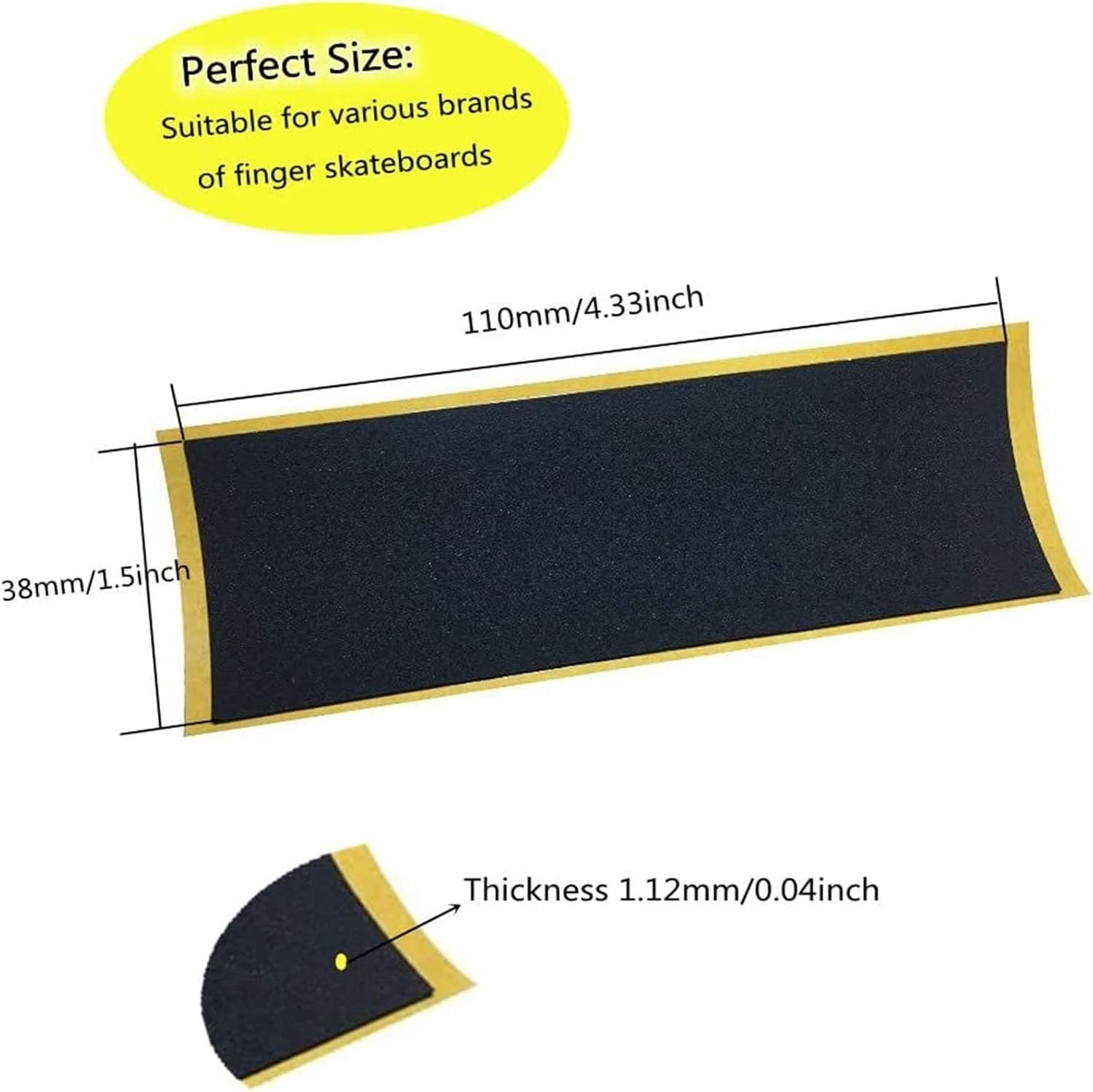 100pcs Fingerboard Foam Grip Tape 110x38mm Non-Slip Pads for Mini Skateboards