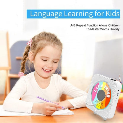 MICOCIOUS Bluetooth CD Player Portable Home Wall Mount FM USB Remote White