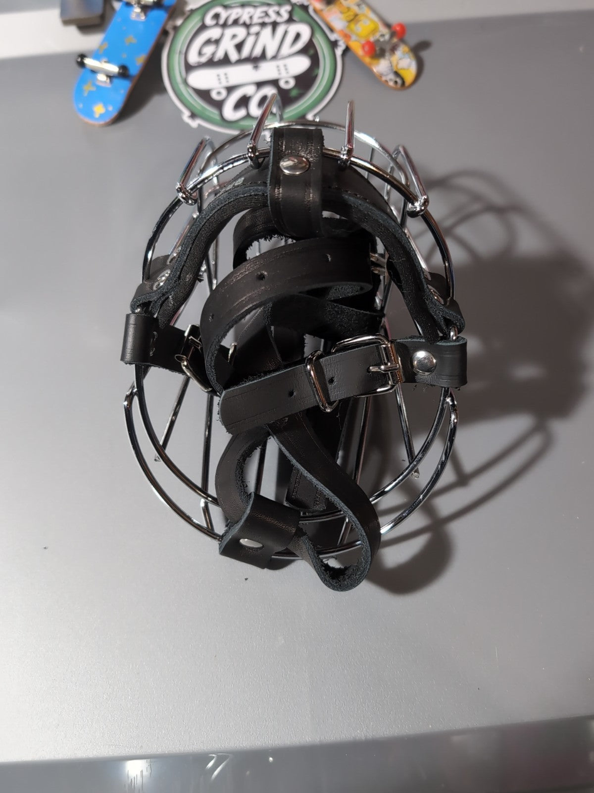 BRONZEDOG Wire Basket Dog Muzzle Size 4 Pitbull Amstaff Steel Leather Adjustable