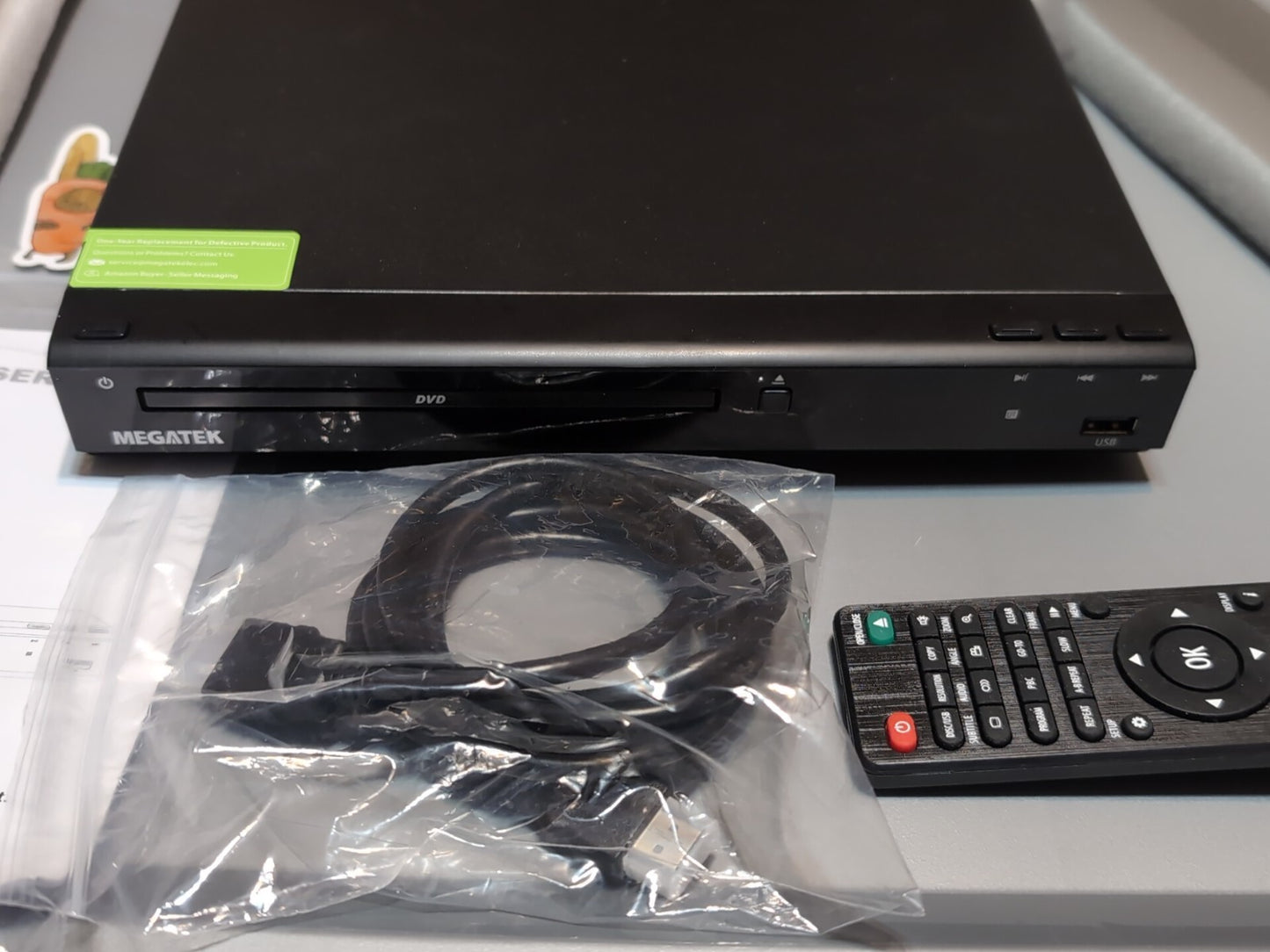 MEGATEK Region-Free HDMI DVD Player – Open Box – Missing RCA Cable – New