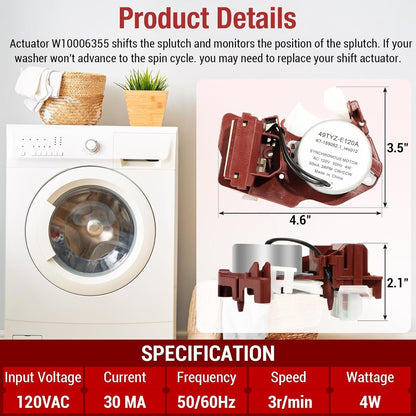 W10006355 Washer Shift Actuator Compatible with Whirlpool, Maytag, Kenmore Washi