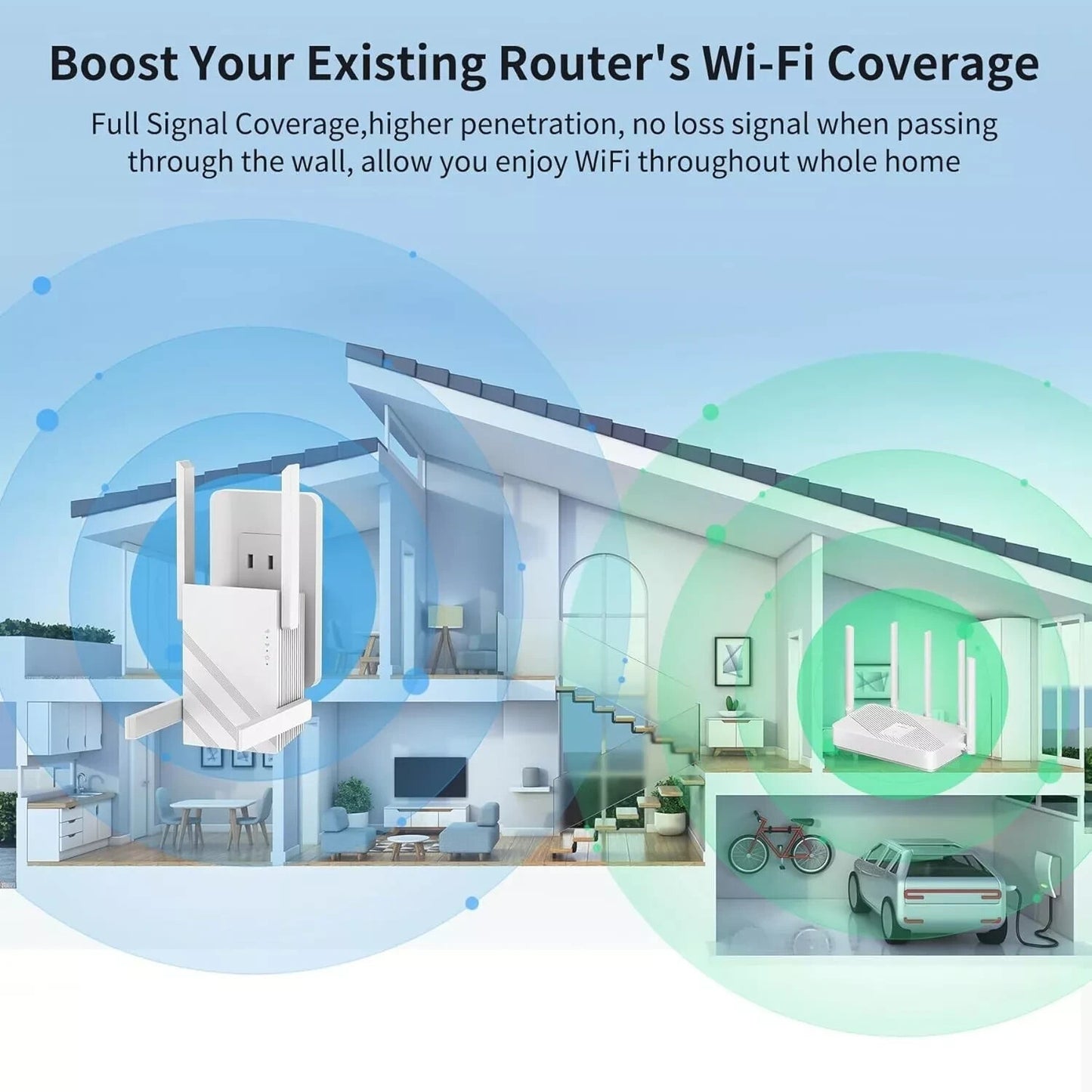 2025 WiFi Extender Signal Booster, WiFi Extender 5GHz/2.4GHz 1200Mbps WiFi Range