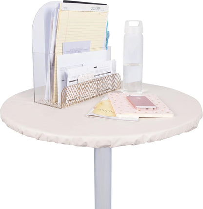 Yourtablecloth Heavy Duty Vinyl Fitted Tablecloth (Table Cover) White 54" Round
