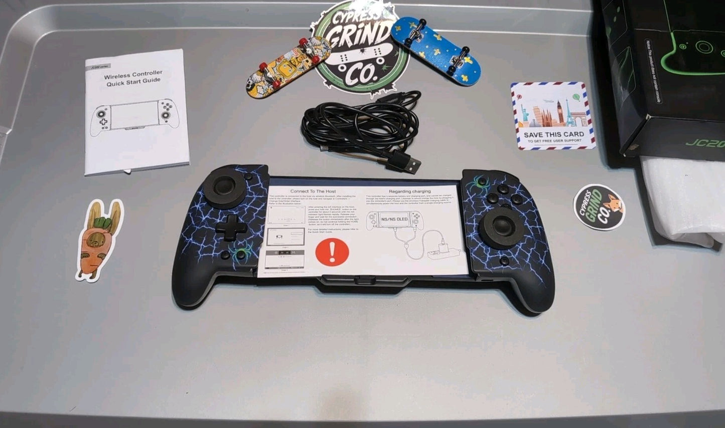 No-Drift Switch Controller Full-Size Grip Wireless Joypad w/ Lights Spider Silk