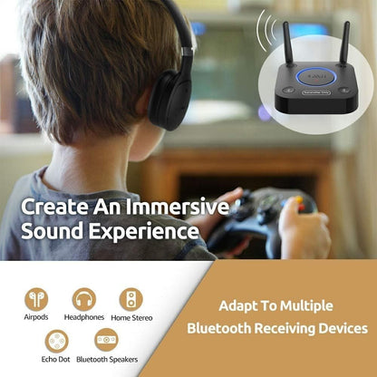 1Mii B06TX Bluetooth 5.2 TV Transmitter aptX LL Optical AUX RCA