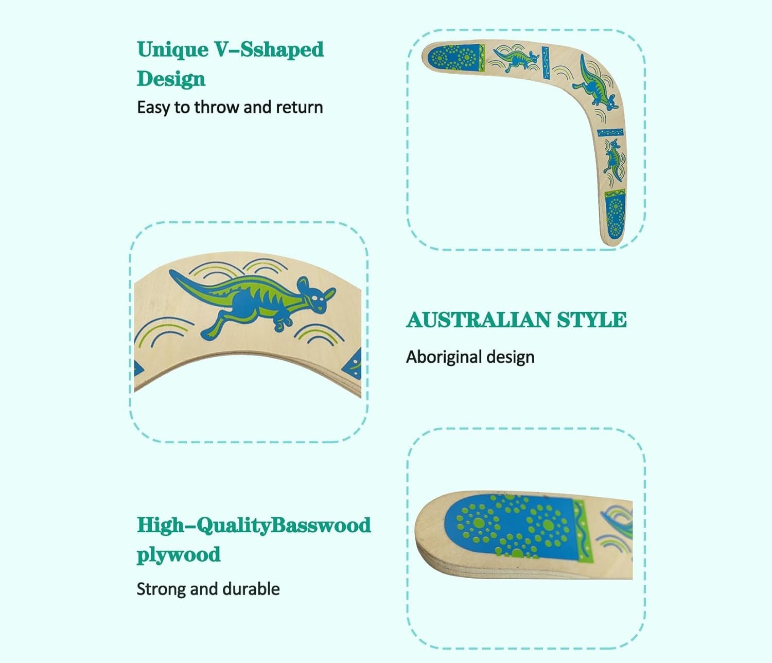 Returning Boomerang for Kids 2 Pack, Australia Style Wooden Handmade Boomerang