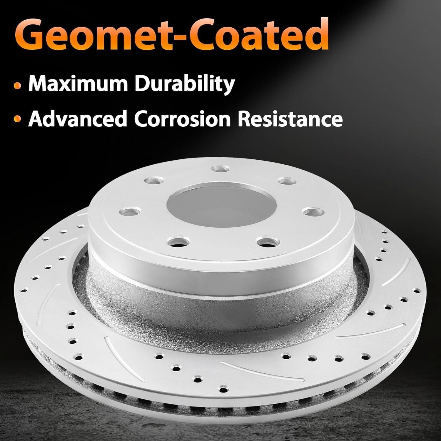 7-Lug Rear Brake Rotors & Pads Kit Geomet Drilled Slotted for 12–14 Ford F-150