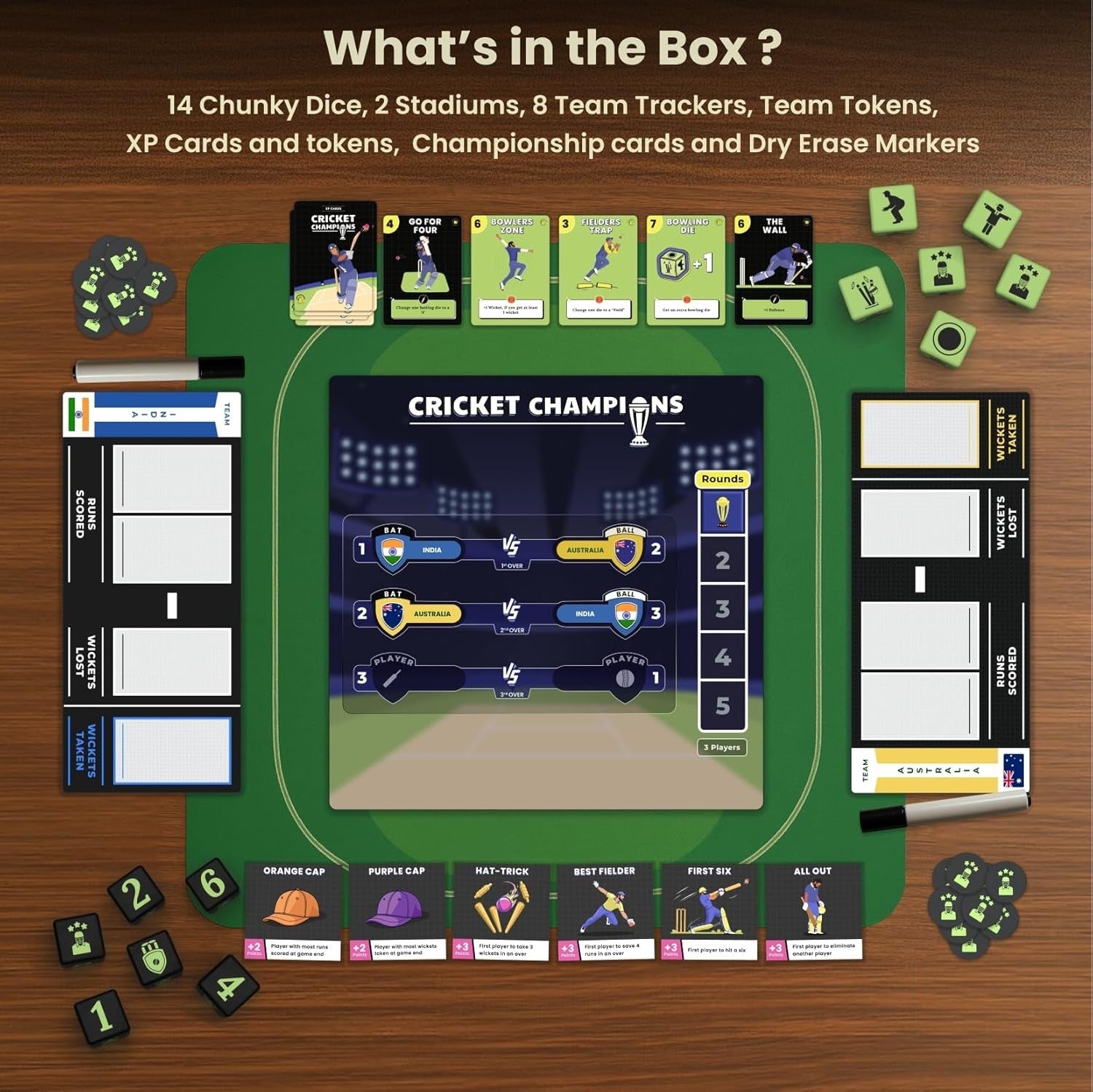 Cricket Champions Board Game – Light Strategy Dice Game 2–5 Players | Brand New