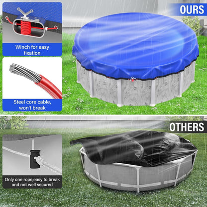 21ft Round Winter Pool Cover 500D Extra Thick Above Ground w Winch Cable