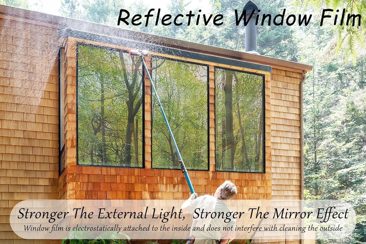 Privacy Window Film  23.6"x78.7" One Way Reflective Window Tint, UV Blackout NEW