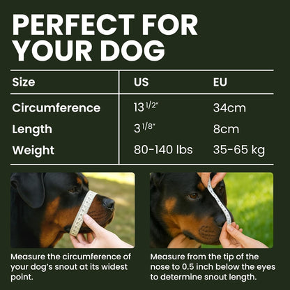 BRONZEDOG Steel Dog Muzzle for Rottweiler – Large Metal Basket w/ Leather Straps