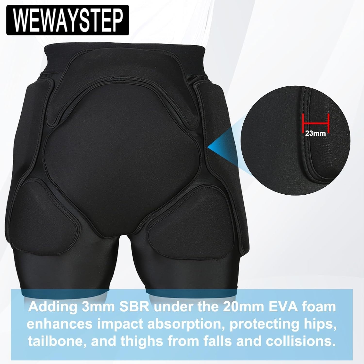 3D Protection Padded Shorts, Hip Butt Tailbone Crash Pad Pants, Small Black NEW