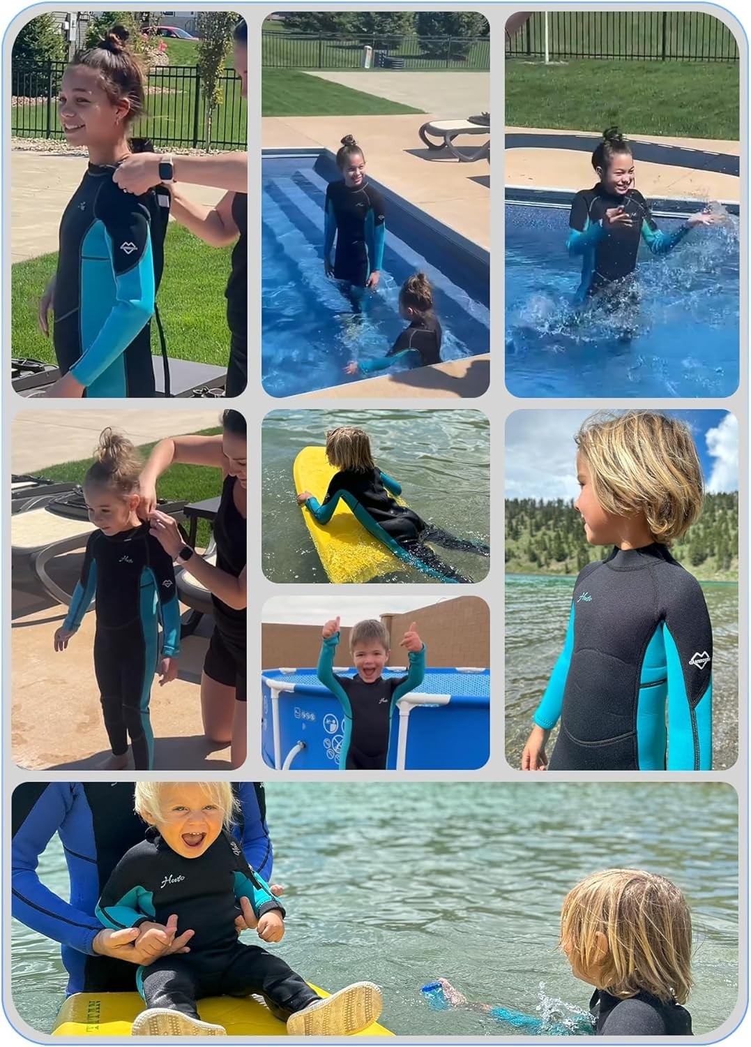 Hevto Kids 3/2mm Neoprene Wetsuit Youth Boys Girls Full Body Swim Surf Dive Suit