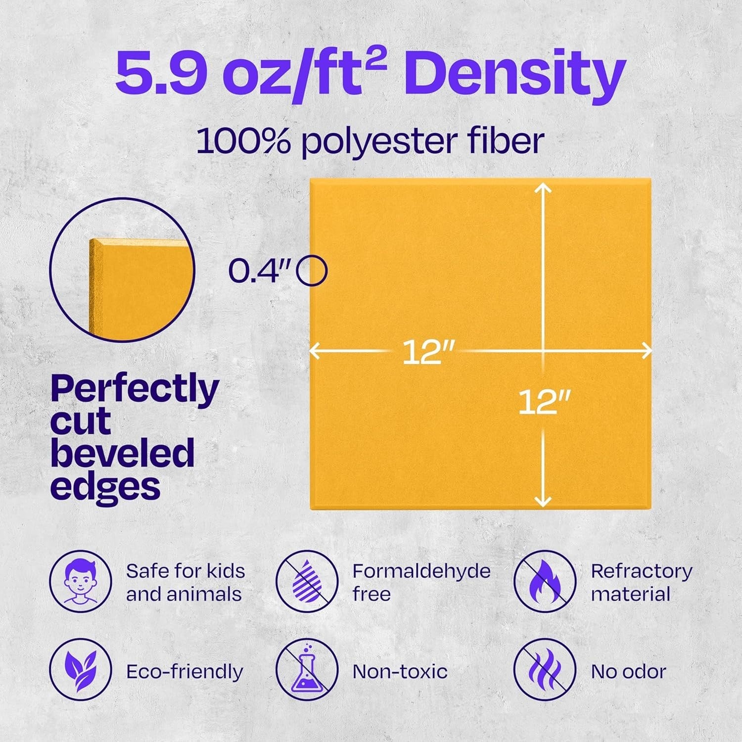 12-Pack Acoustic Wall Panels 12"x12"x0.4" High-Density Sound Dampening Tiles