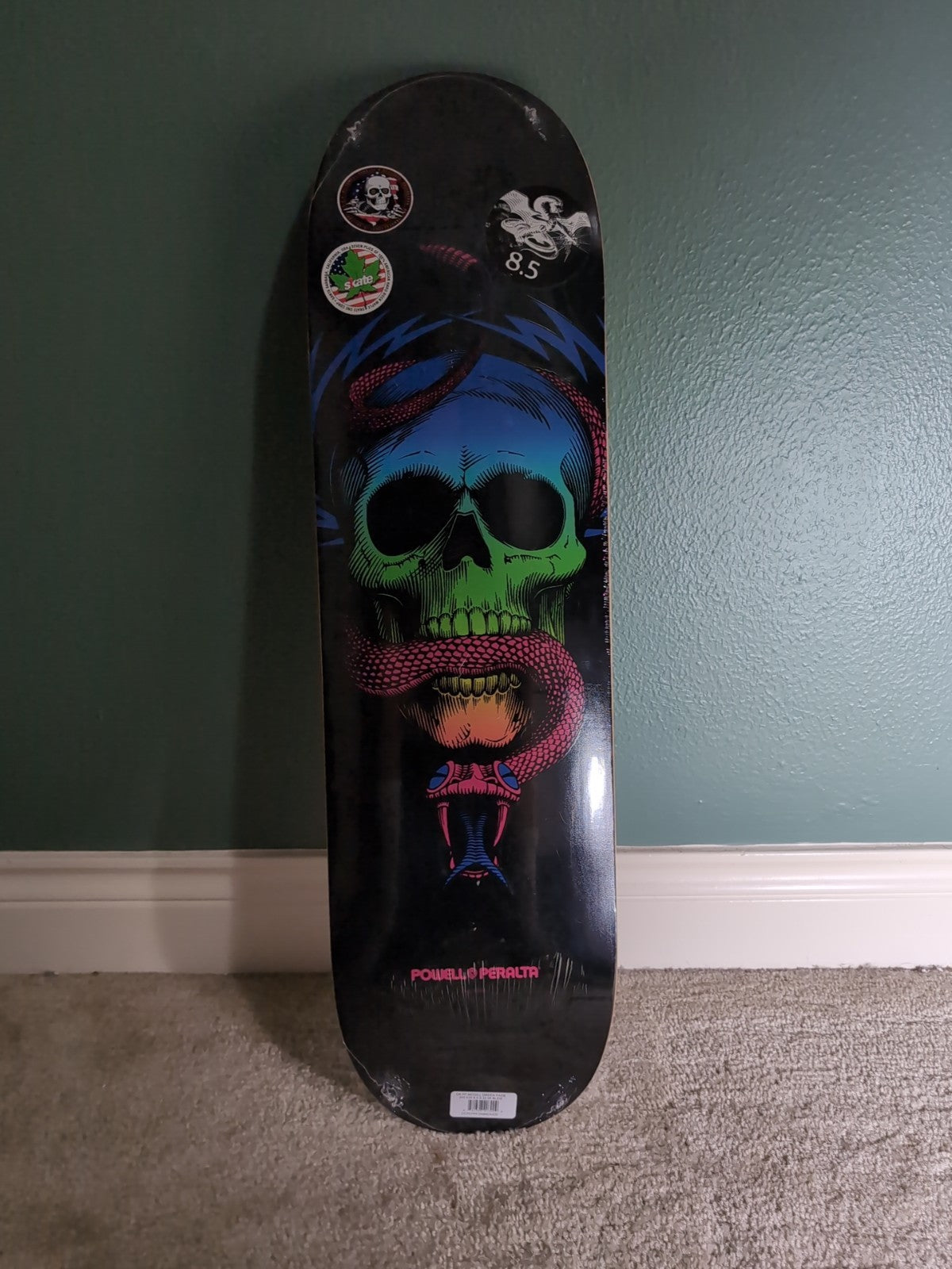 Powell Peralta McGill Skull & Snake 8.5" Deck Green Fade – Free Wax + Grip
