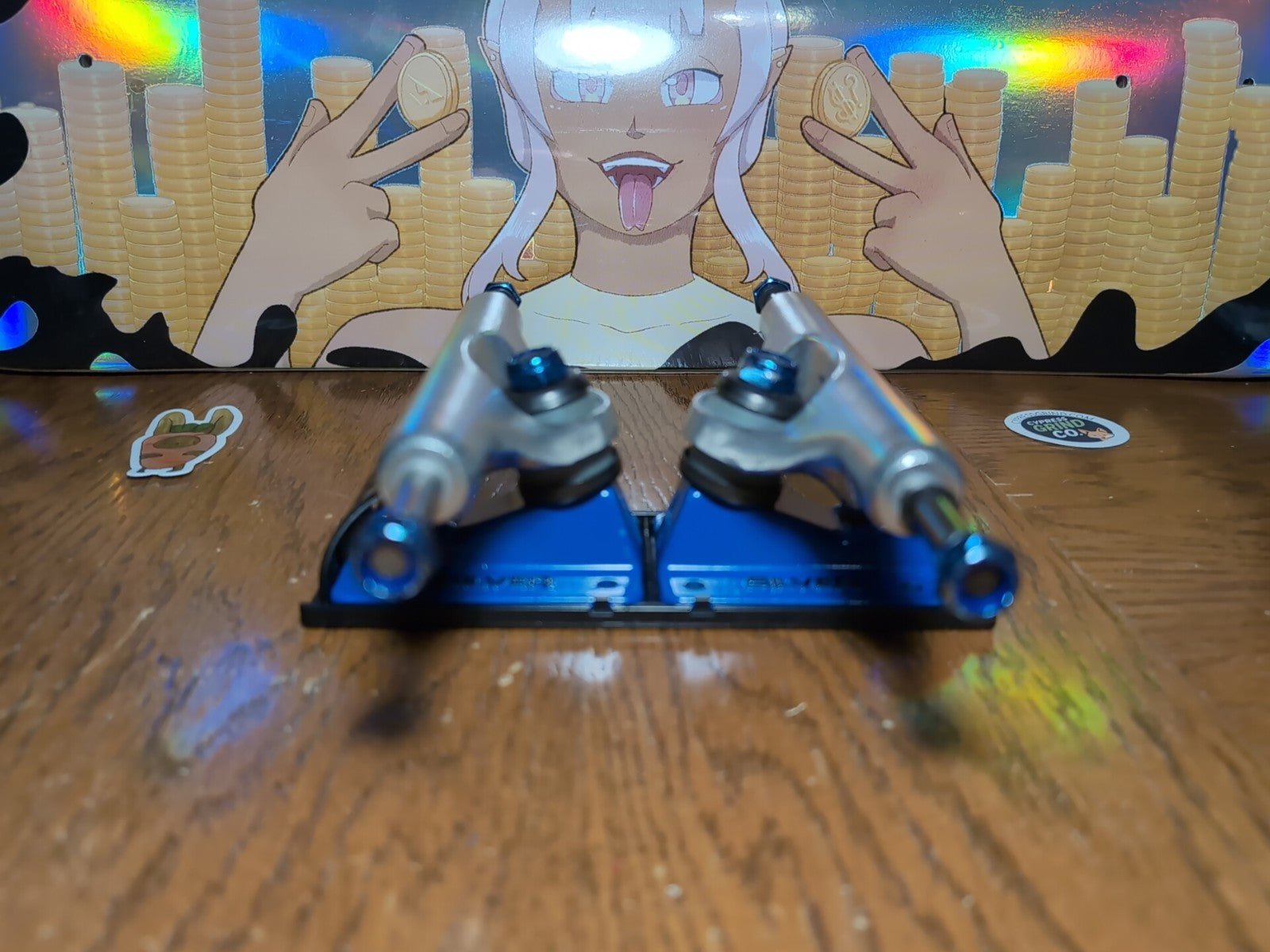 Silver M-Class 8.25" Skateboard Trucks Pair – Blue & Polished Silver