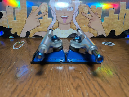 Silver M-Class 8.25" Skateboard Trucks Pair – Blue & Polished Silver