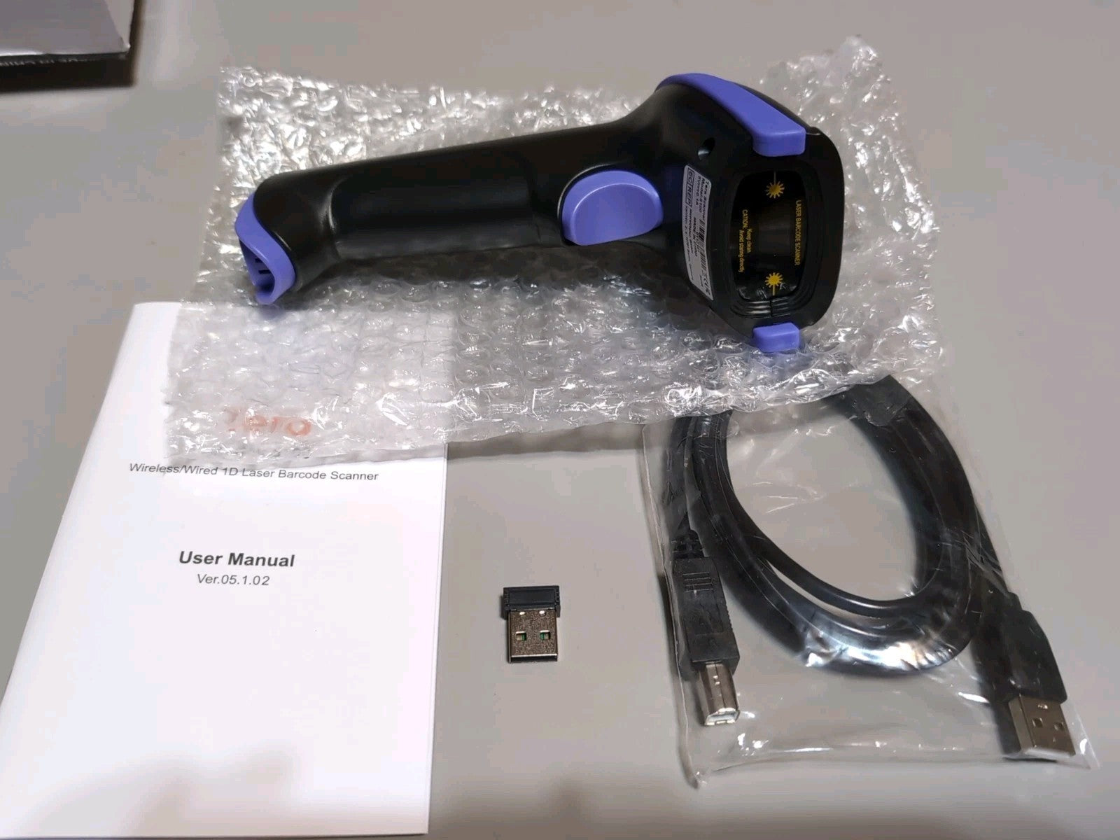 Tera Wireless 1D Laser Barcode Scanner (2.4Ghz Wireless+USB 2.0 Wired) Purple