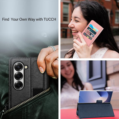 TUCCH Compatible with Galaxy Z Fold6 Wallet Case with S Pen Holder - Pink - New