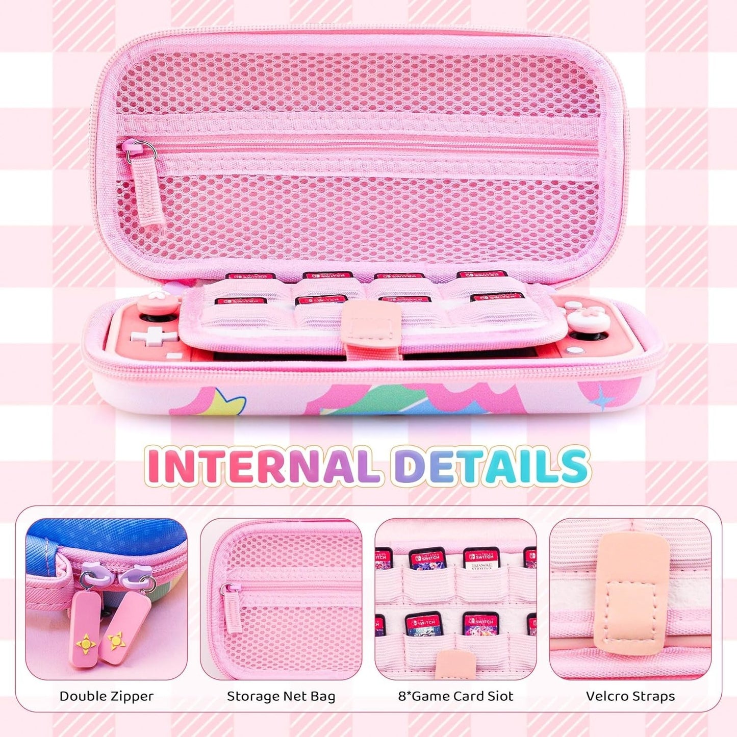 Pink Travel Carrying Case for Nintendo Switch Lite Cute Accessories NEW