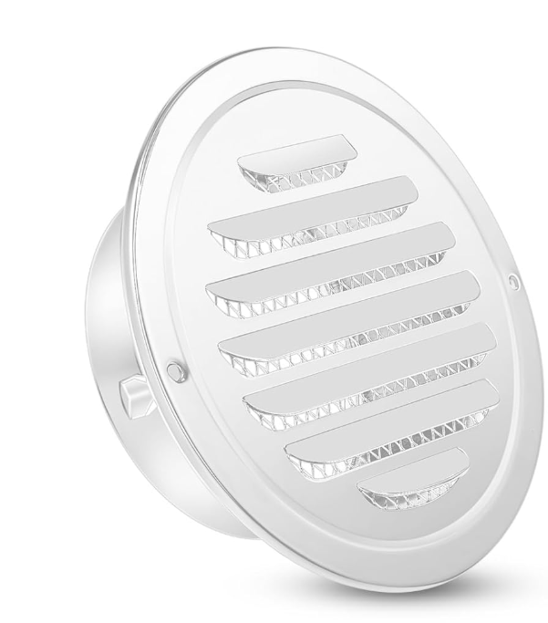 4" Stainless Steel Soffit Vent Round Louvered Exhaust Cover w/ Mesh White