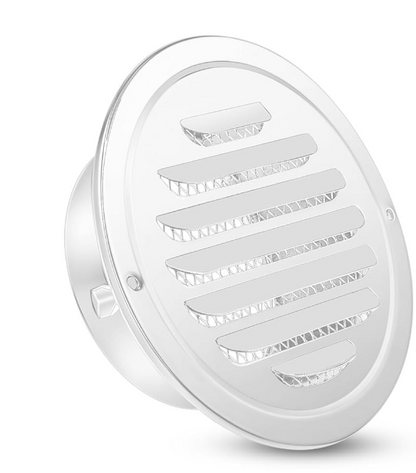 4" Stainless Steel Soffit Vent Round Louvered Exhaust Cover w/ Mesh White