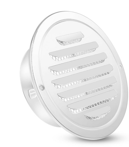 4" Stainless Steel Soffit Vent Round Louvered Exhaust Cover w/ Mesh White