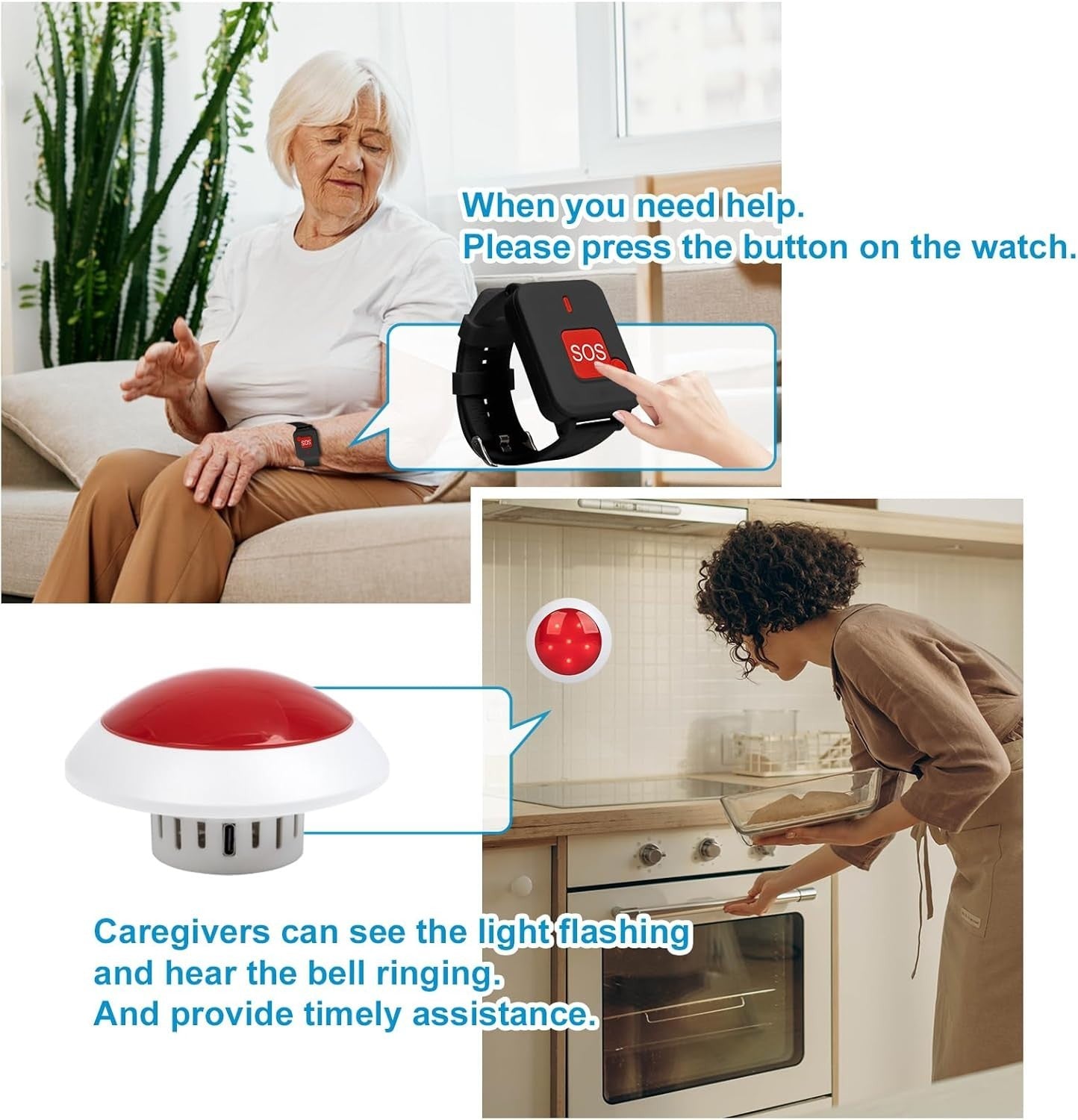 Wireless Emergency Medical Alert Light System for Elderly Disabled Person Toilet