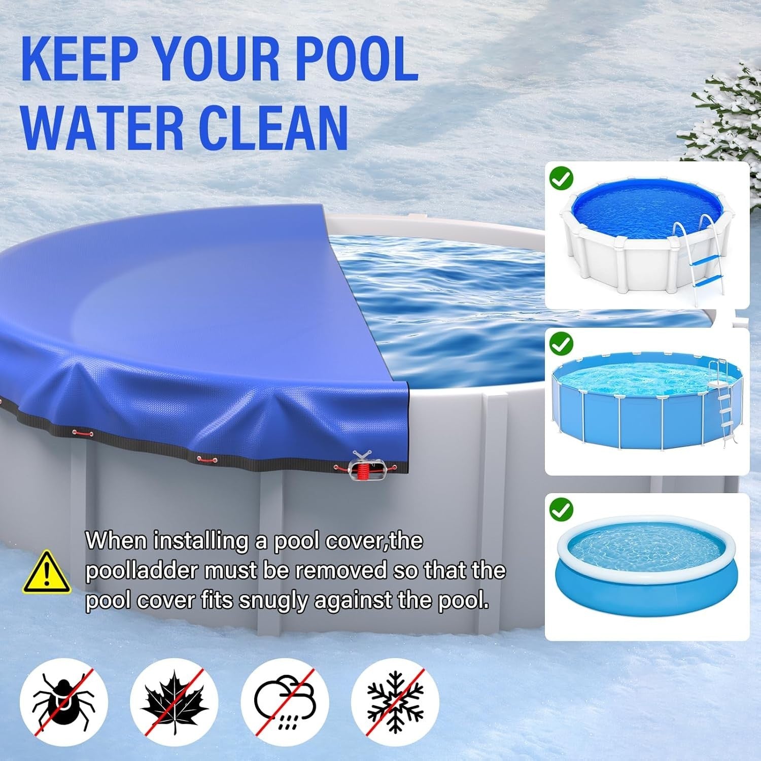 21ft Round Winter Pool Cover 500D Extra Thick Above Ground w Winch Cable