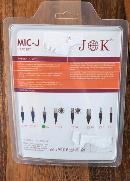 J K Professional Headset Microphone MIC-J 071S Compatible w/ Sennheiser Wireless