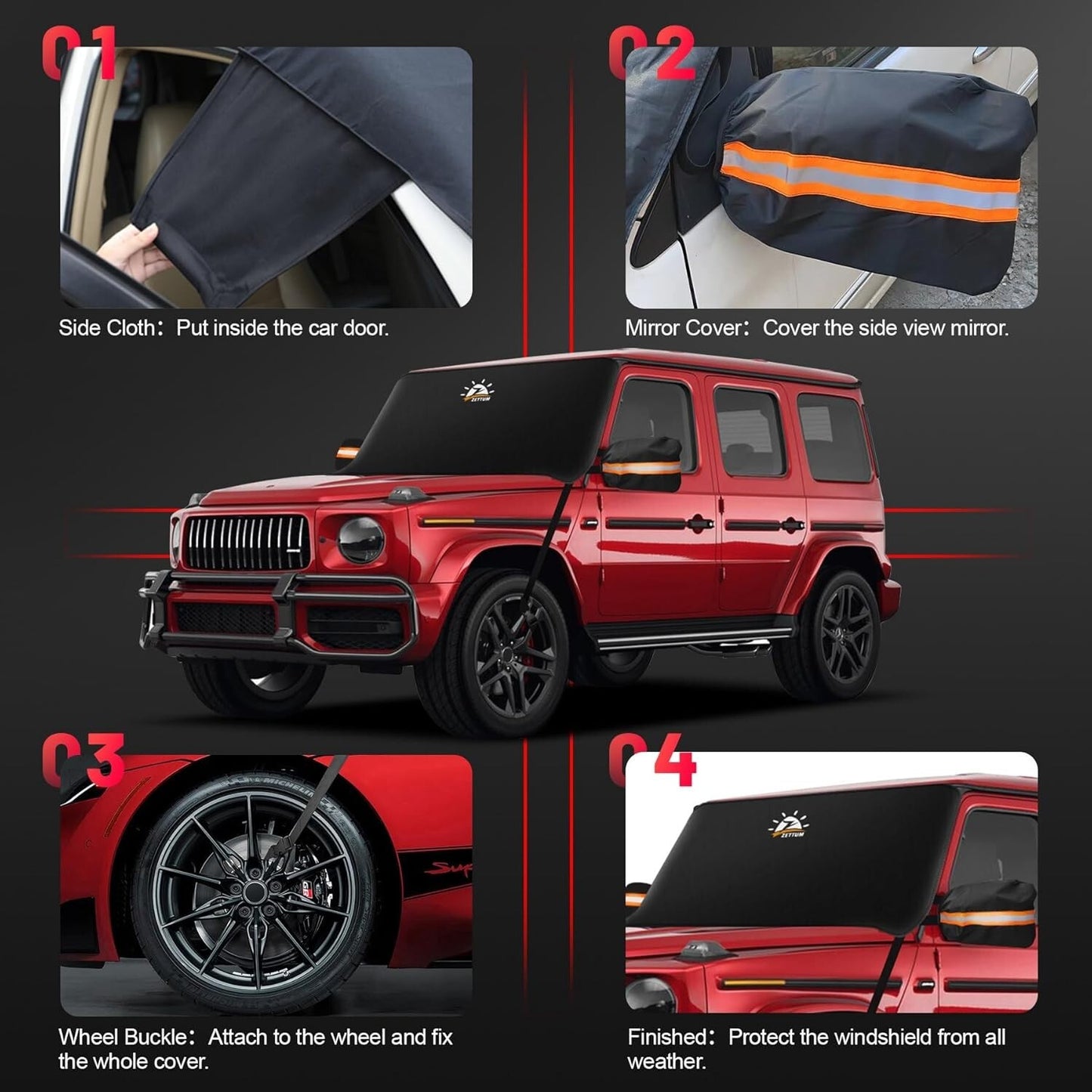 Car Windshield Cover for Ice & Snow for Most Car, Truck, SUV, and Van 70x50 Inch