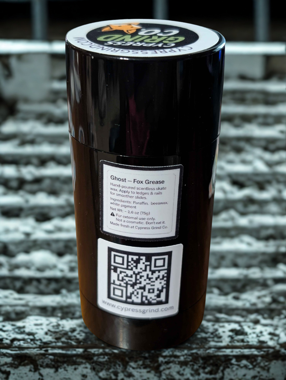 Skateboard Wax – Ghost (Fox Grease) by Cypress Grind Co. 75g Handmade Twist-Up