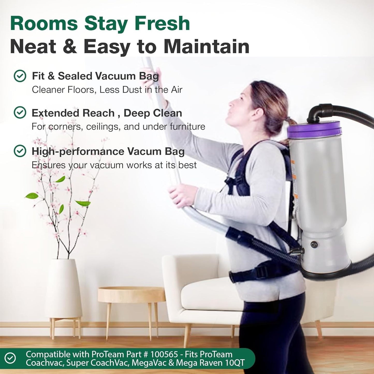 Think Crucial Replacement Reusable Cloth 10QT Vacuum Bag – Compatible 4-Pack 