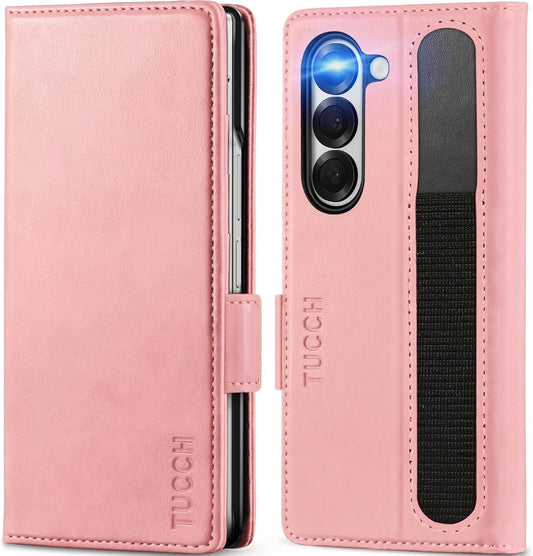 TUCCH Compatible with Galaxy Z Fold6 Wallet Case with S Pen Holder - Pink - New