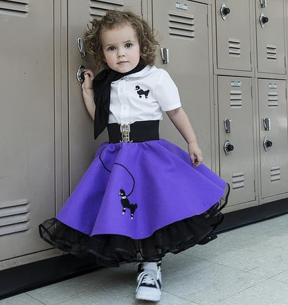 Girls 50s White Blouse w/ Poodle Applique Size 8 – Retro Rockabilly Costume Top