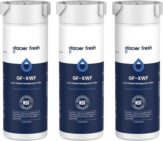 GLACIER FRESH XWF Replacement for GE XWF Refrigerator Water Filter Pack of 3