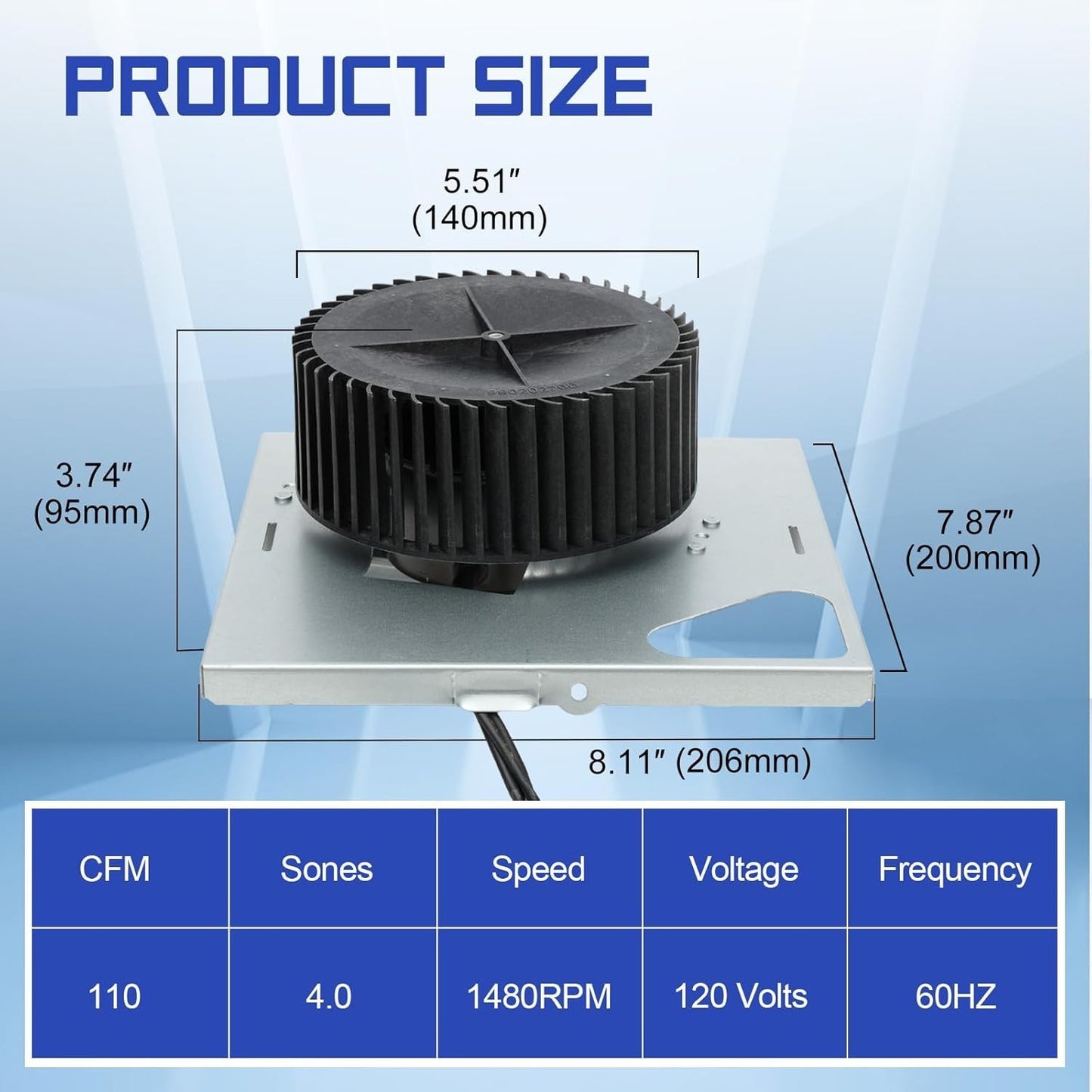 S97015162 Bathroom Exhaust Fan Motor Fits Broan/NuTone 110 CFM 8"x8¼"x5¾" Housin