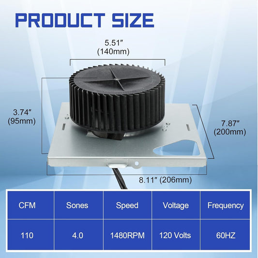 S97015162 Bathroom Exhaust Fan Motor Fits Broan/NuTone 110 CFM 8"x8¼"x5¾" Housin