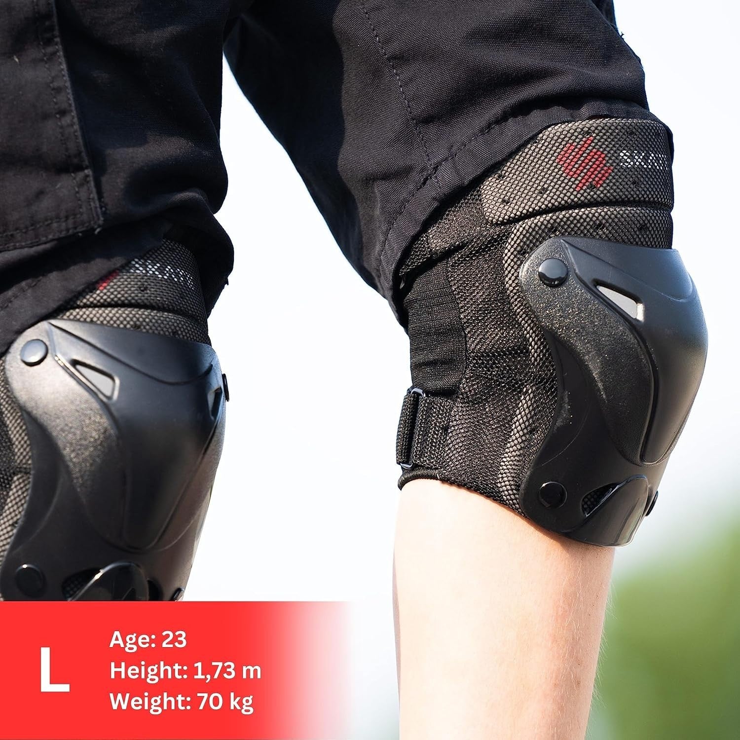 Knee Pads for Kids - Knee and Elbow Pads Set - PROTECT-1 - Size M Black - Wri...