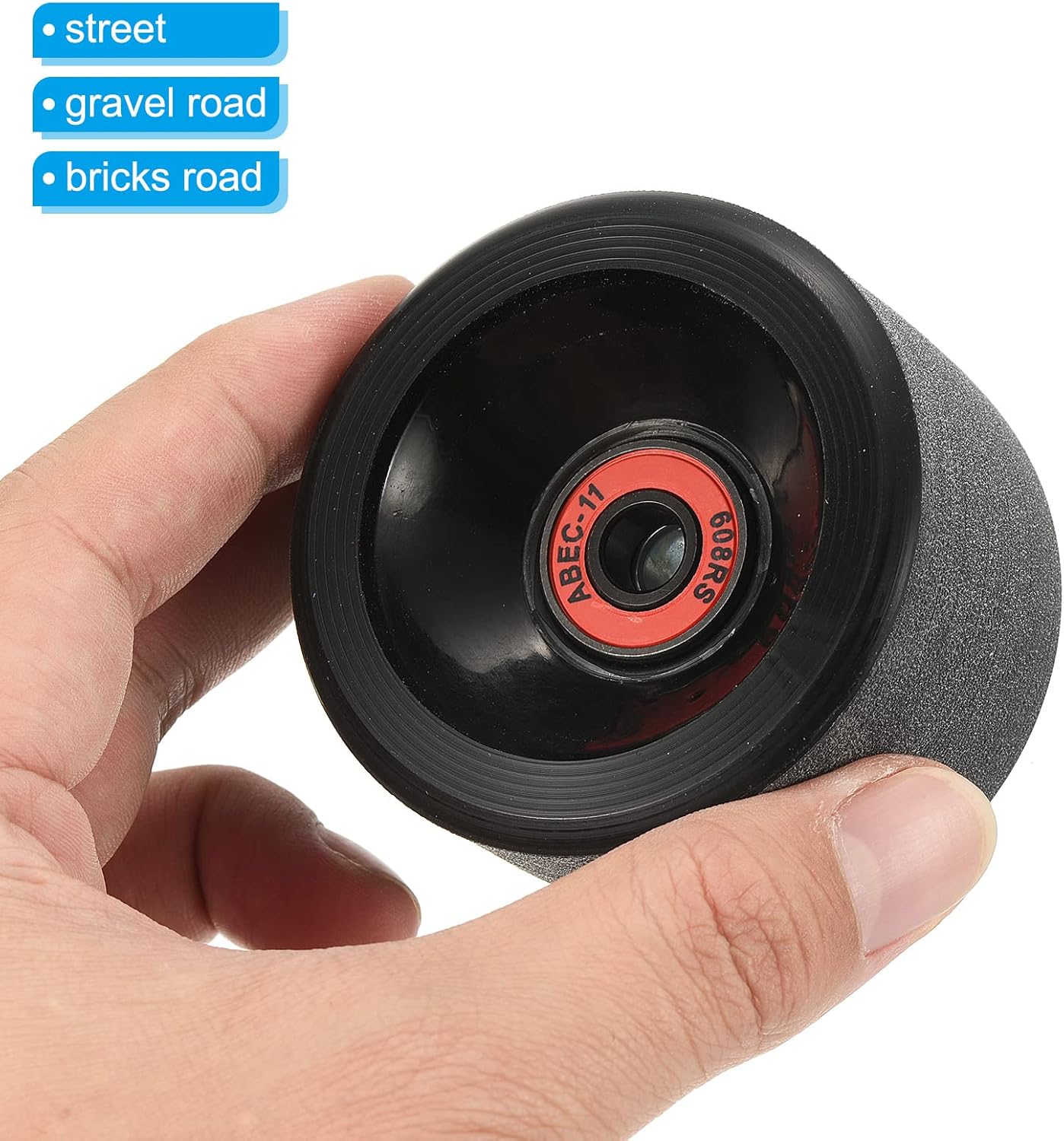 65mm 78A Longboard Wheels with ABEC-11 Bearings, 4 Pack Soft Cruiser Wheels Street Wheels for Skateboards Skateboard Wheel PU Frosted, Black