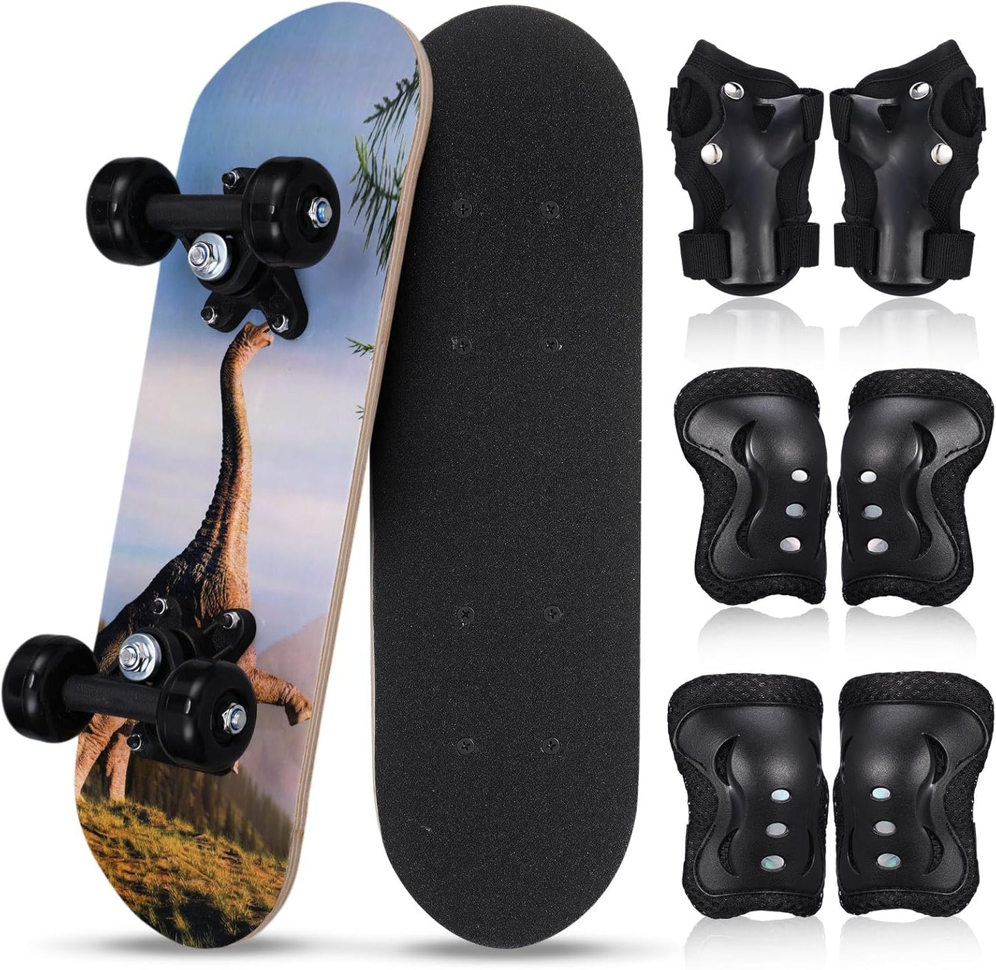 Brachiosaurus - 7 Pcs Skateboard for Toddlers Beginners Knee Elbow Pads Wrist Guards Gear Set