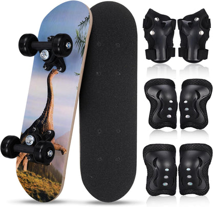 Brachiosaurus - 7 Pcs Skateboard for Toddlers Beginners Knee Elbow Pads Wrist Guards Gear Set