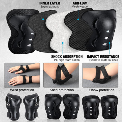 Dinosaur - 7 Pcs Skateboard for Toddlers Beginners Knee Elbow Pads Wrist Guards Gear Set