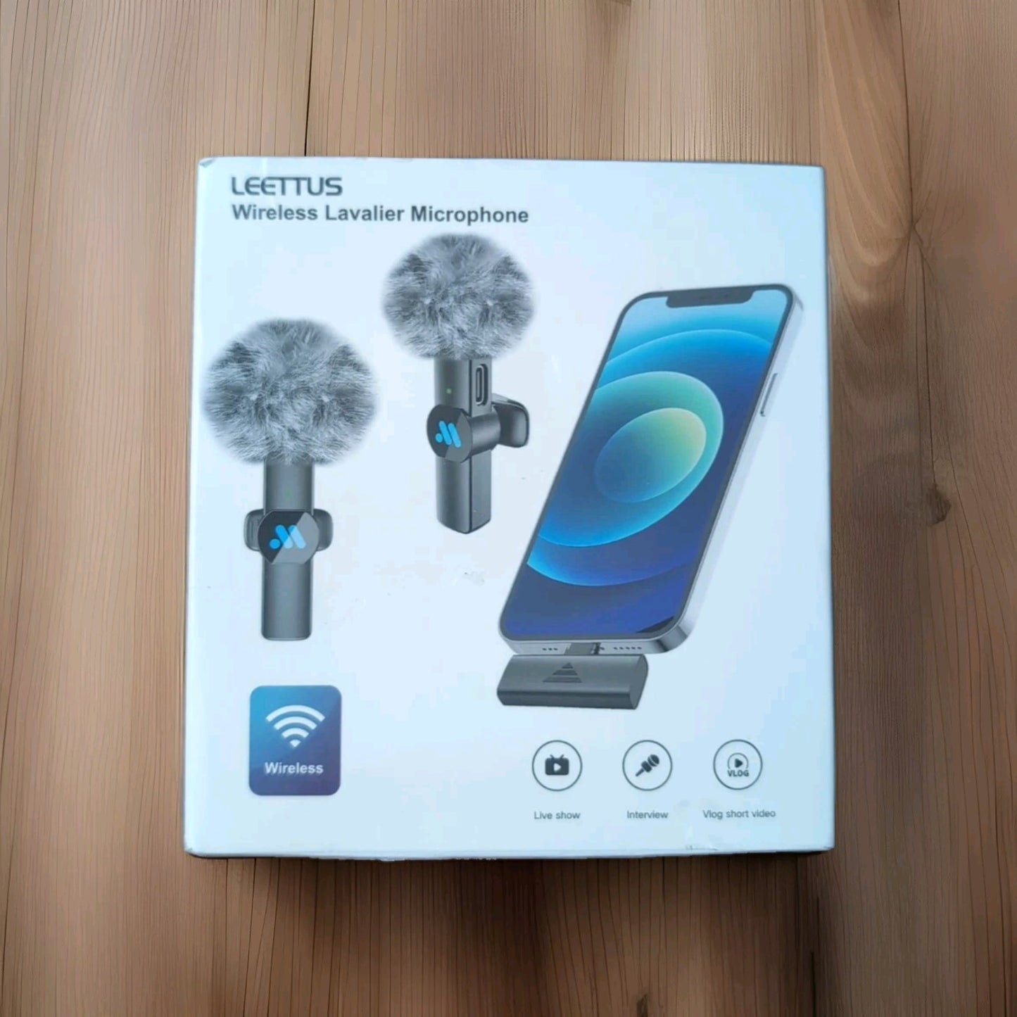 Leettus Black Interviews Vlog Short Video Wireless Lavalier Microphone 2pcs