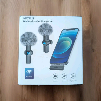 Leettus Black Interviews Vlog Short Video Wireless Lavalier Microphone 2pcs